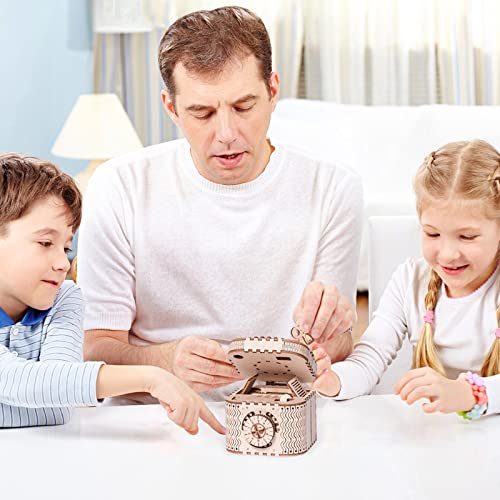 Rowood 3D Puzzles for Adults, Wooden Mechanical Gear Model Kits for Teens Kids Age 14+ - Treasure Box Rowood