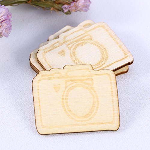 SUPVOX 20pcs Unfinished Wood Cutout Wooden Camera Shape Natural Wood Pieces for DIY Arts Crafts Projects SUPVOX
