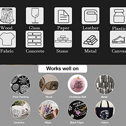 Black Paint Pens, 6 Pack 0.7mm Acrylic Black Permanent Marker ,White Paint Pens for Rock Painting, Stone,Wood, Plastic, Ceramic, Glass, Metal Canvas, EBOT