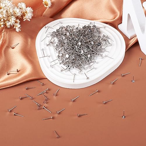 Craftdady 500Pcs Stainless Steel Earring Posts 4mm Flat Pad Blank Tray Stud Earrings for Earring Jewelry Making Craftdady