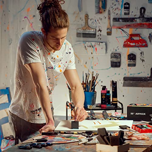 Arteza Foam Paint Brushes, Includes 50 Sponge Brushes, 25 x 1 Inch Brushes and 25 x 2 Inch Brushes, Art Supplies for Painting, DIY, and Wood Staining ARTEZA