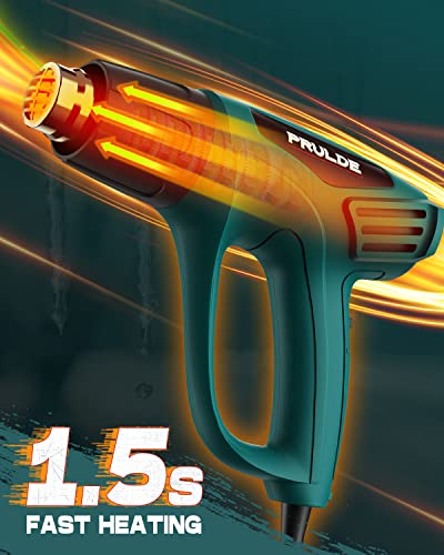 Heat Gun, PRULDE 1500W Dual Temperature Settings 572°F~1112°F Fast Heating Hot Air Gun with 6.5Ft Power Cord/4 Nozzles/Overload Protection for NEU MASTER