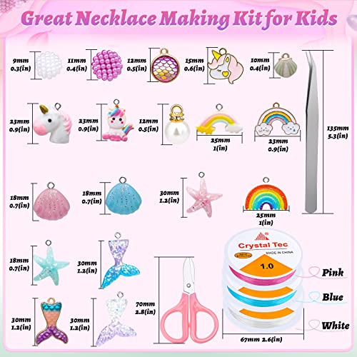 Cludoo 773Pcs Mermaid Charm DIY Beads for Jewelry Making, Unicorn DIY Bracelet Making Bead Kit for Kids Girls with Pearl Starfish Shell, Ocean Pearl Cludoo