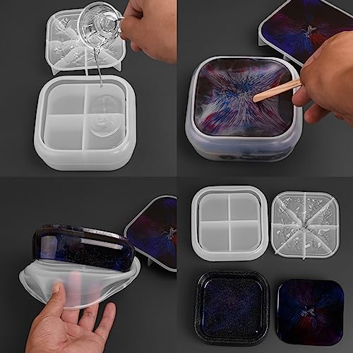 Moukiween Stackable Resin Jar Mold with Lid,Jar Container Resin Mold for Epoxy Casting,Large Jar Silicone Mold for Storage Jewelry Trinket Candy DIY Moukiween