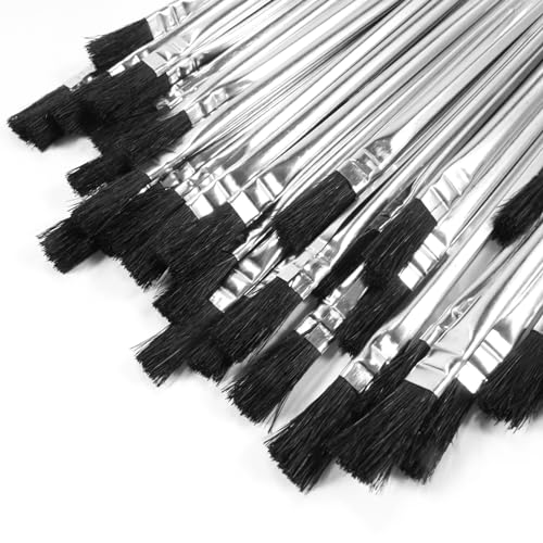 TIYIY Acid Brush, 36 Count 3/8 Inch Acid Flux Brushes with Tin-Plated Handle and Natural Bristle, Disposable Acid Brush for Soldering, Woodworking, TIYIY