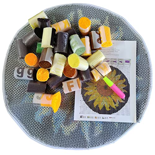 MIAOLLUN Latch Hook Rug Kit, Sunflower Pattern Printed Canvas DIY Rug Crochet Yarn Kits, Embroidery Decoration 20.4" X 20.4" (52 * 52cm) MIAOLLUN