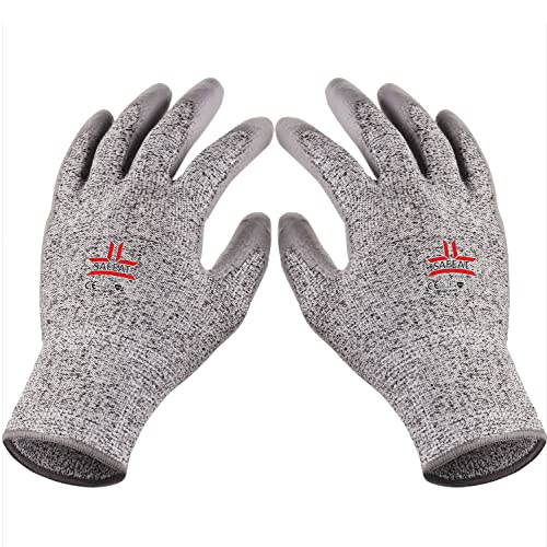 SAFEAT Safety Grip Work Gloves for Men and Women – Protective, Flexible, Cut Resistant, Comfortable PU Coated Palm. Complimentary Ebook Included. SAFEAT