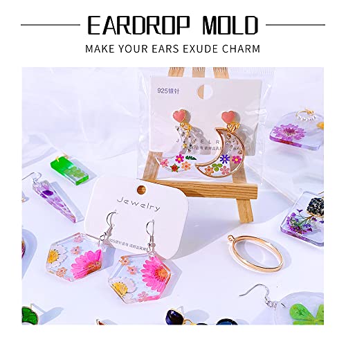 RESIN GO 54 Pcs Epoxy Resin Jewelry Molds for Beginners, Moldes De Silicona para Resina for Earrings Pendants Necklaces Keychains Making, Variety RESIN GO