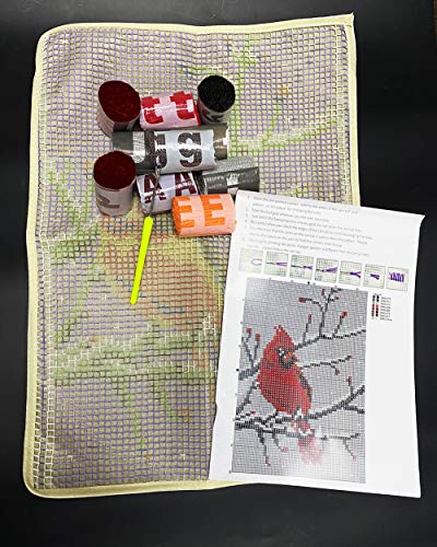 Latch Hook Rug Kit for Adults Red Cardinal Crocheting Carpet Rug Yarn Sofa Cushion Mat Tapestry DIY Carpet Arts Crafts,20.5X15 Inch PakyKai