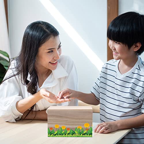 COHEALI Wooden Box 4pcs DIY Wooden Piggy Bank Unfinished Wood Coin Bank Money Storage Coin Jar Cash Box Storage Holder Chest Box Savings Bank for COHEALI