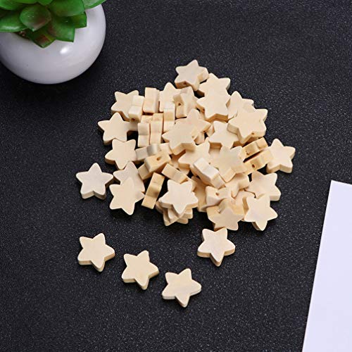 SEWACC 100 Pcs Wooden Beads 20 MM Star Shape Unfinished Wood Beads Spacer Beads with Hole for Crafts DIY Jewelry Making SEWACC