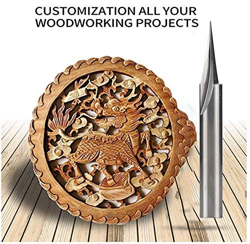 Jiiolioa V21201 20 Degree Profile Bit V Groove Engraving Router Bit 1/4" Shank 1/4"X2" Jiiolioa