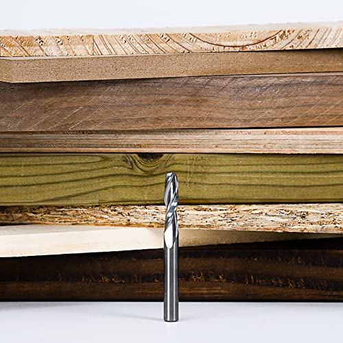 SpeTool 5Pcs Spiral Router Bits UpCut 1/4 inch Cutting Diameter 1/4 inch Shank Router Bit Set HRC55 Solid Carbide CNC End Mill for Woodworking SpeTool