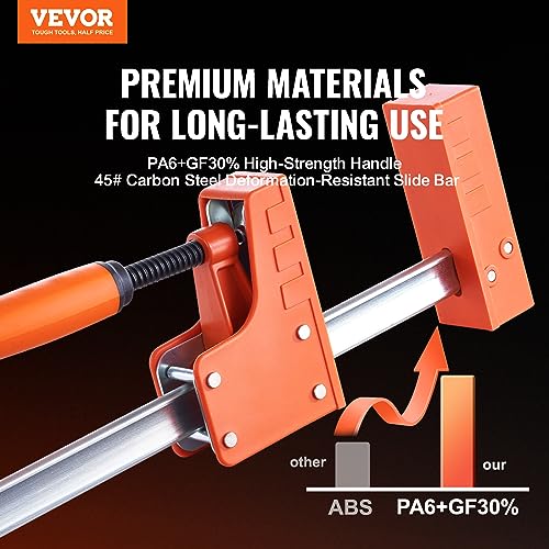VEVOR Bar Clamps for Woodworking, 2-Pack 50" Parallel Clamp Set, F Clamp with 1100 lbs Load Limit, Even Pressure, High-strength Plastic and Carbon VEVOR