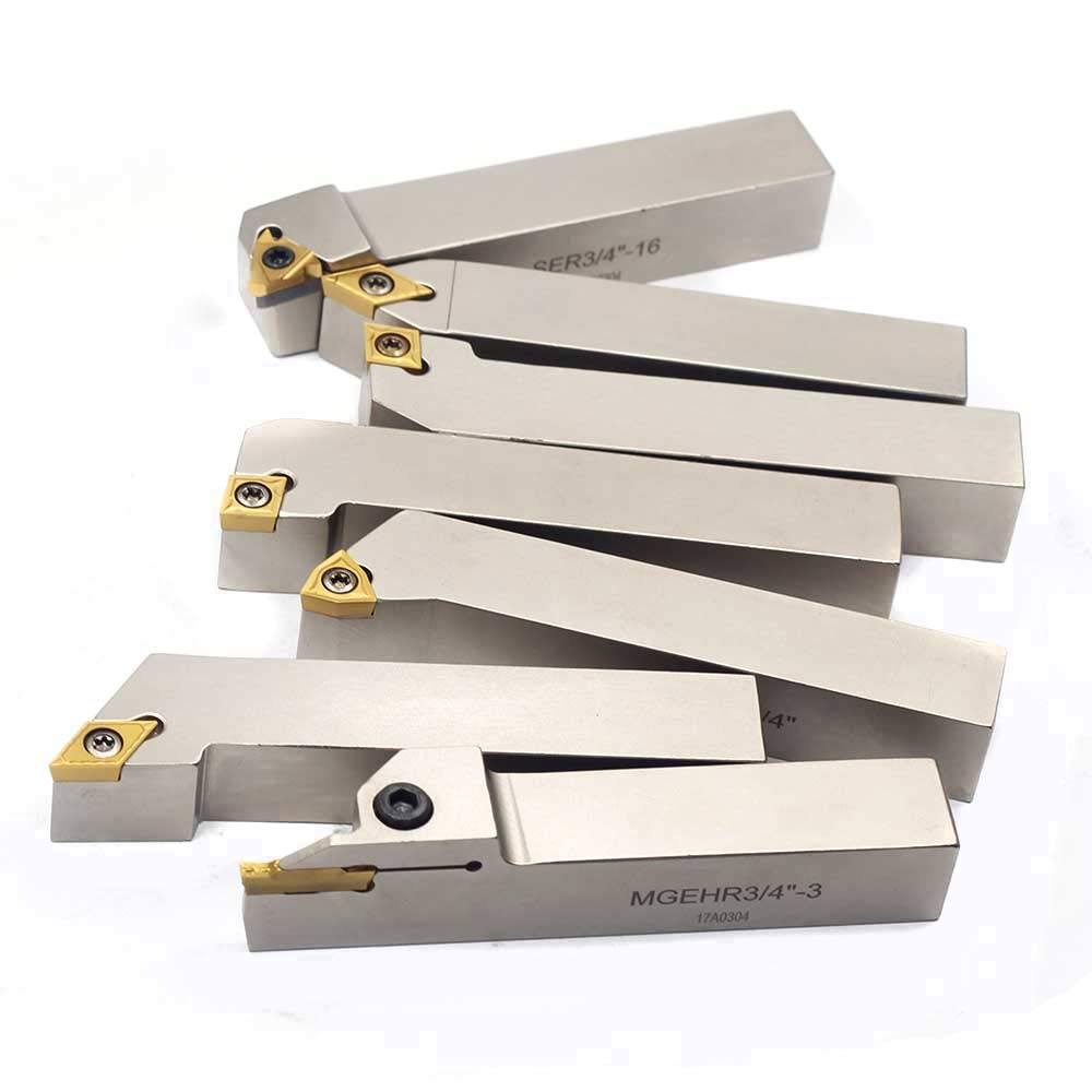 OSCARBIDE Nickel Plated Indexable Lathe Turning Tool Holder 3/4"Shank 7 Pieces/Set,CNC Heavy-Duty Metal Lathe Tools for Turning Grooving Threading OSCARBIDE