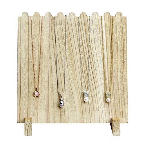 MOOCA Wooden Plank Necklace Jewelry Display Stand for 8 Necklaces, Necklace Display Holder, Wood Plank Necklace Display Stand, Necklace Storage MOOCA