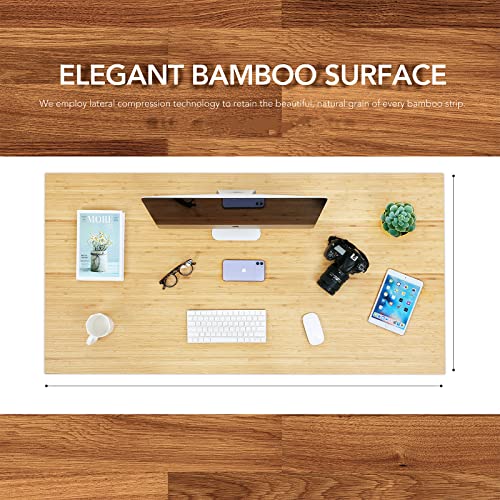 FLEXISPOT Pro Bamboo 3 Stages Dual Motor Electric Standing Desk 55x28 inch Whole-Piece Desk Board Height Adjustable Desk Electric Sit Stand Up Desk FLEXISPOT