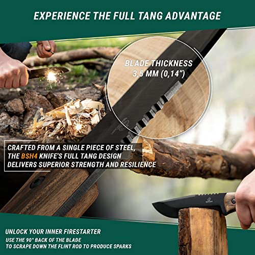 BeaverCraft Bushcraft Knife for Men Camping Knife Survival Fixed Blade Knife with Sheath Full Tang Knife Carbon Steel Camp Knife Tactical Bush Knife BeaverCraft