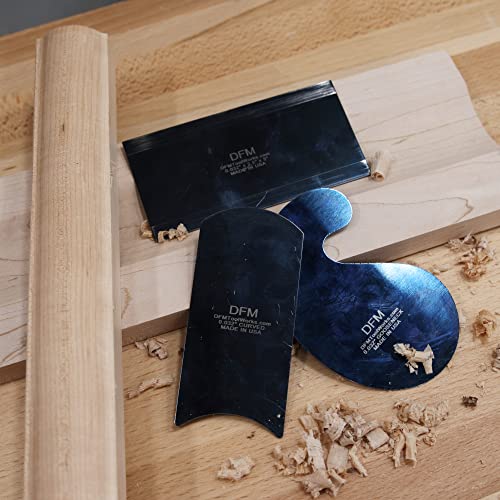 DFM Tool Works Premium Made In The USA Blue Curved Cabinet Card Scrapers - Woodworking Tools for Precision Woodworking and Fine Finishes, Ideal Wood DFM Tool Works