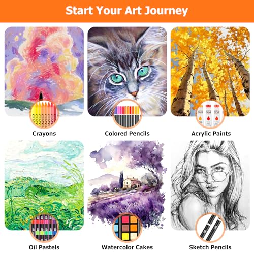 Soucolor Art Supplies, 192-Pack Deluxe Art Set Drawing Painting Supplies Art Kit with Acrylic Pad, Watercolor Pad, Sketch Book, Canvases, Acrylic Soucolor