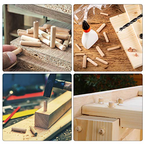 uxcell 0.31"x1.18"(8x30mm) Wooden Dowel Pin Wood Kiln Dried Fluted Beveled Hardwood 100pcs uxcell