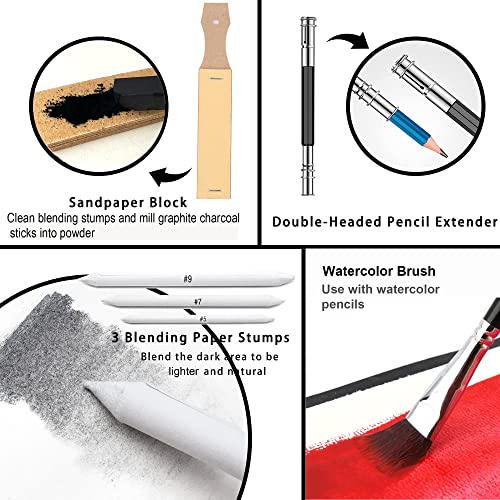 KALOUR 82 Pack Drawing Sketching Kit, Pro Art Supplies with Sketchbook, Include Tutorial,Colored, Graphite, Charcoal, Watercolor,Metallic & Pastel KALOUR