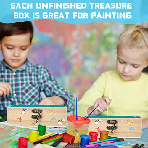 Unfinished Wooden Box with Hinged Lid Wood Small Craft Unpainted Box Jewelry Keepsake Rectangle Box Treasure Gift Storage Box for DIY Craft Home Tuanse