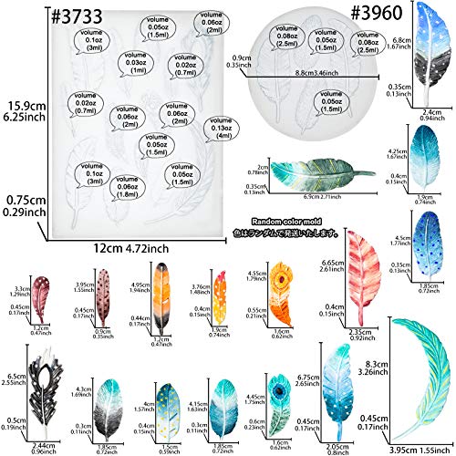 Feather Fondant Silicone Molds for Sugarcraft Cake Decorating, Chocolate, Cupcake Topper, Epoxy Resin Jewelry Casting, Polymer Clay 2-Bundle Length FUNSHOWCASE