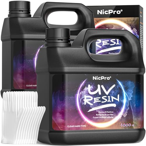 Nicpro UV Resin Kit 4000g, Large Crystal Clear UV Cure Epoxy Resin Sup
