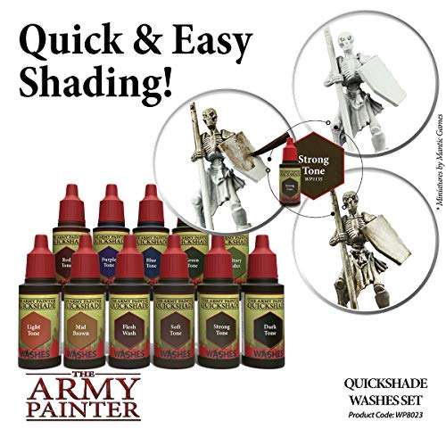 The Army Painter Miniature Paint Set with 11 Nontoxic Quickshade Washes in Dropper Bottles, Rich Pigment Fluid Acrylic Army Painter Speed Paint The Army Painter