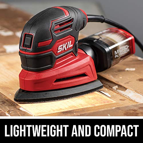 SKIL Corded Detail Sander, Includes 3pcs Sanding Paper and Dust Box - SR250801 Skil
