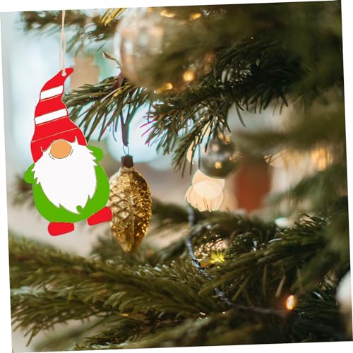 VOSAREA 40pcs Dwarf Wood Chips Wood Gnome Hanging Ornament Unfinished Wooden Gnomes Unfinished Wood Gnome Xmas Wood Cutouts Unfinished Wood Cutouts VOSAREA