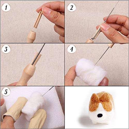 WILLBOND 10 Pieces Needle Felting Kit for Beginner Wool Felting Supplies with Instructions Doll Making Manual Felting Foam Mat for Christmas Craft WILLBOND