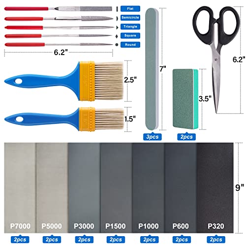 LET'S RESIN Resin Polishing Strips Kit,33Pcs Resin Supplies with Sandpaper,Resin File Kit &Blocks,Scissors,Wooden Brush,Cloth,Resin Tools for Epoxy LET'S RESIN