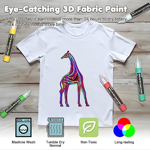 Roizefar Fabric Paint, 16 Colors Glow in the Dark Paint, 3D Permanent Acrylic Textile Paint (20 ml/0.68 oz), Neon Craft Painting Fabric Paint for Roizefar