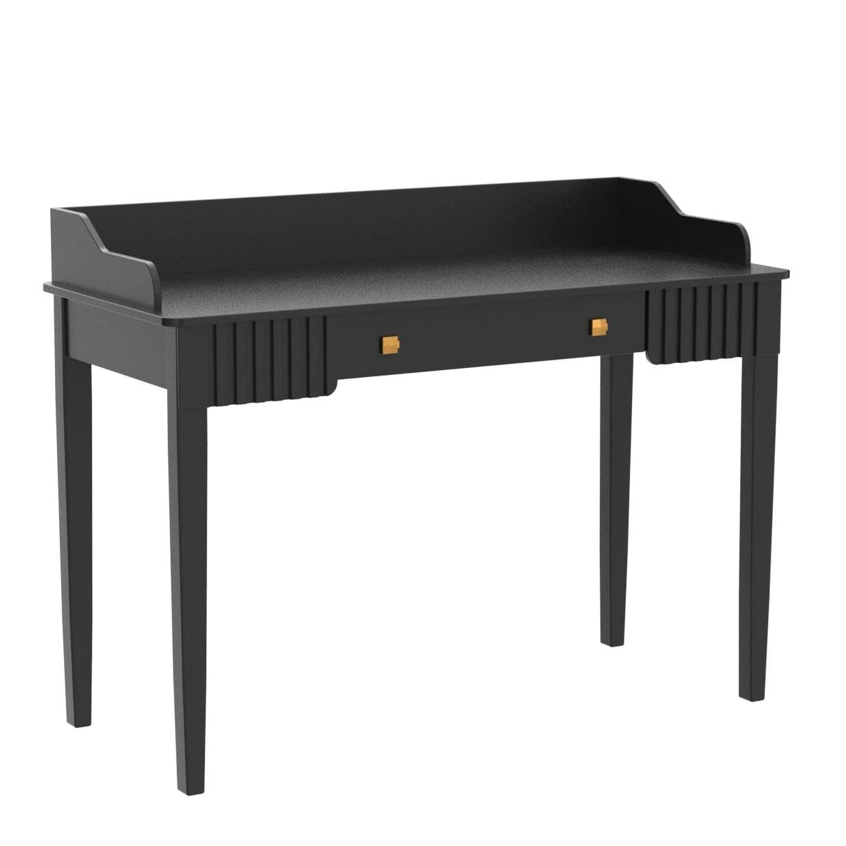 ukorua Black Vanity Desk Wooden Desk with Drawer Modern Desk Computer Desk White Makeup Table with Gold Handle ukorua
