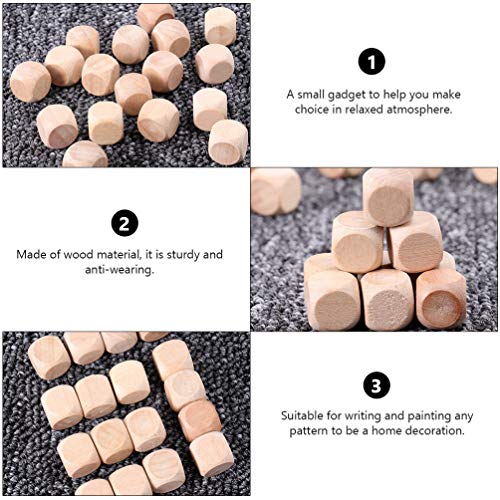 Wooden Dice 100pcs Wooden Cubes Unfinished Wooden Dice Wooden Six- sided Blank Dices Six Sides Blank Square Blocks Small Wooden Blocks DIY Craft Milisten