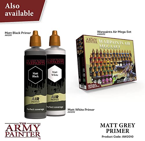 The Army Painter Warpaints Air Primer Matt Grey 18ml Acrylic Paint for Airbrush, Wargaming and Modelling The Army Painter