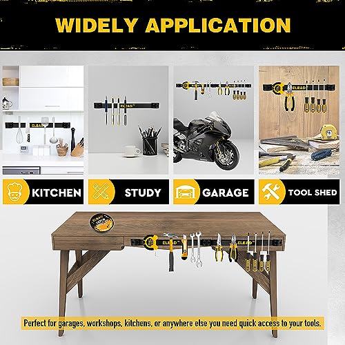 Magnetic Storage Organizer Tool Holder - 6-Piece Wall Mount Rack Garage Organization Power Magnet Hanger Workbench Board Slatwall Van Organizers ELEAD