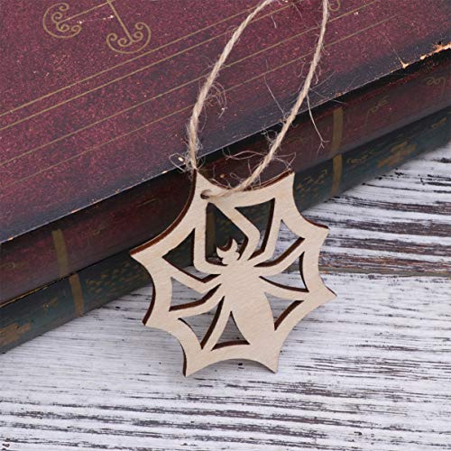 MAGICLULU 10 Pcs Wooden Slices Spider Web Ornaments Unfinished Wood Cutouts Animals Halloween Wood Cutouts Halloween Tree Spider Webs Wedding MAGICLULU