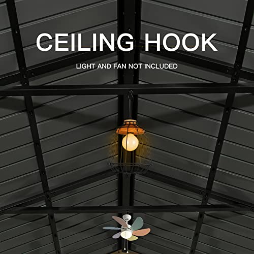 12' x 14' Hardtop Gazebo Outdoor Aluminum Gazebo with Galvanized Steel Gable Canopy for Patio Decks Backyard by domi outdoor living (Wood Looking)… domi outdoor living