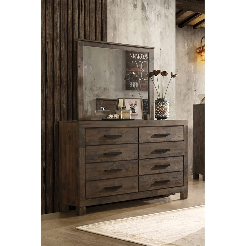 Pemberly Row 4-Piece Eastern King Wood Bedroom Set in Rustic Golden Brown Pemberly Row