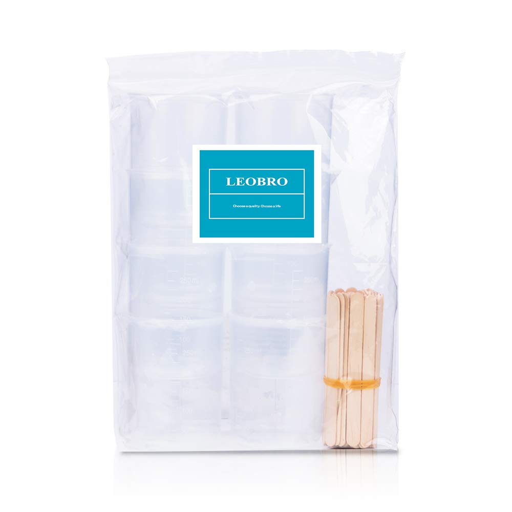 LEOBRO 8 Pack 300ml Liquid Measuring Mixing Cups for Epoxy Resin, Graduated Plastic Measuring Cups for Resin, Multipurpose Mixing Cups for Resin LEOBRO