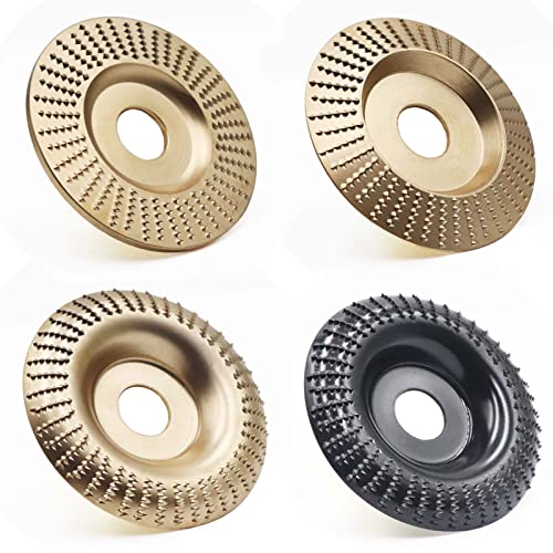 4PCS Wood Carving Disc Set for 4" or 4 1/2" Angle Grinder with 5/8" Arbor, Grinding Wheel Shaping Disc for Wood Cutting, Wood Shaping Carving Disc, WHLLING