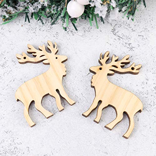 Amosfun 10pcs Christmas Hanging Wooden Ornaments Wood Elk Reindeer Cutouts Xmas Tree Pendants Holiday Party Home Decor Amosfun