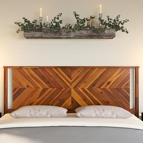 Bme Vivian Rustic Golden Brown Solid Acacia Wood Headboard - King Size, Scandinavian Style Bme