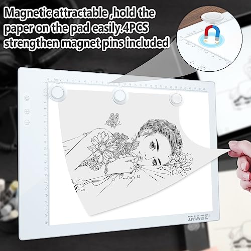 A4 LED Light Pad, IMAGE A4 Tracing Pad Rechargeable Magnetic Light Box, Cordless Ultra-Thin, Perfect for Vinyl Weeding Animation, Tattoo, Sketching IMAGE