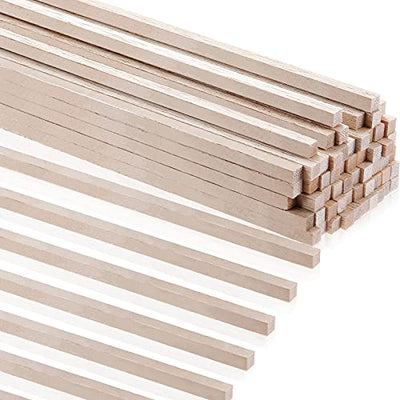 Wood Strips Balsa Square Wooden Dowels 1/4 Inch Square Dowel Rods 12 Inch Long Hardwood Square Dowel Unfinished Wood Sticks Wooden Dowel Sticks