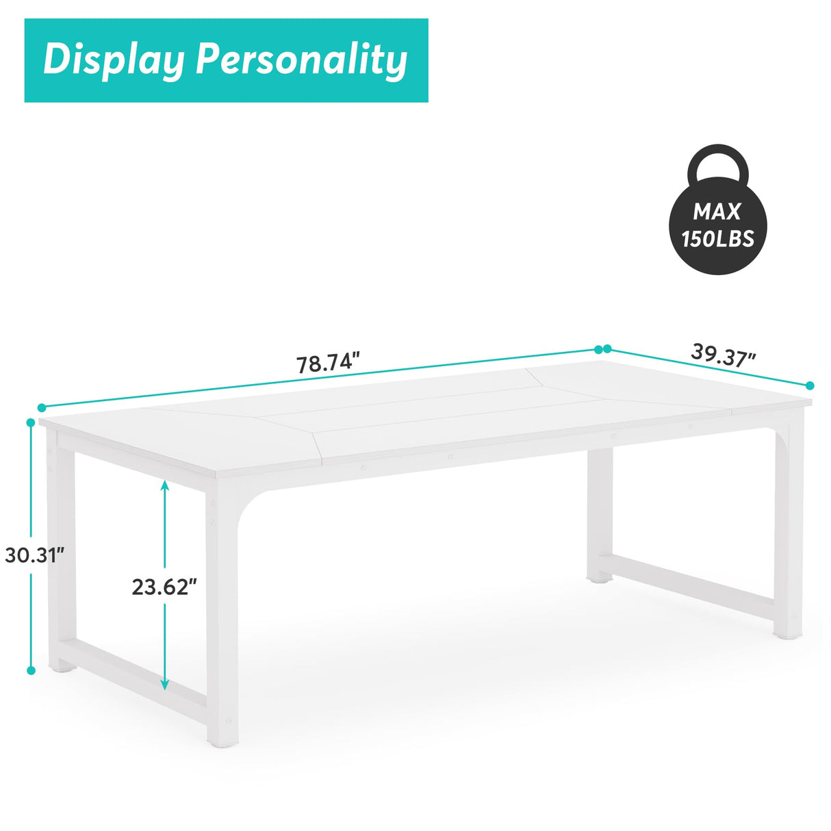 Tribesigns 78.7"x39.4" Dining Table, Industrial Kitchen Table for 8-10 Person, Rectangular Dinner Table for Dining Room Kitchen Living Room, with Tribesigns