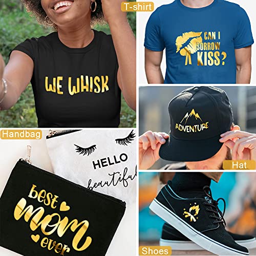 WRAPXPERT Gold HTV Heat Transfer Vinyl Rolls - Gold Iron on Vinyl 12''x5ft, Gold Foil HTV for Tshirts, Metallic Gold HTV Vinyls for Garment Fabrics WRAPXPERT